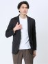 ストレッチジャージ スリムフィット 2ボタンジャケット ストライプ紺