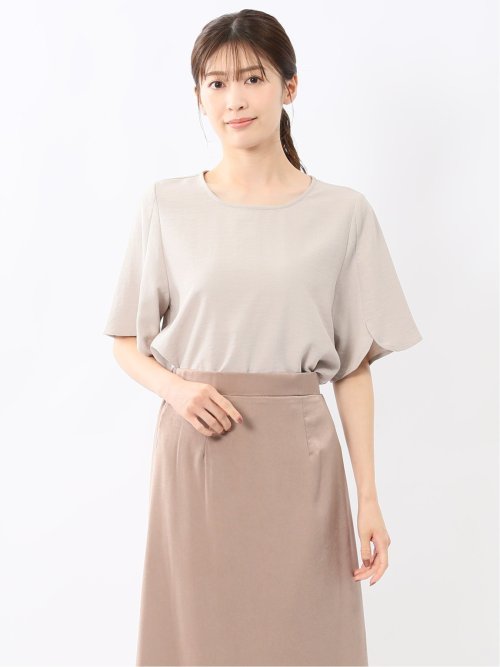 麻調合繊 プルオーバー 半袖ブラウス(セットアップ可能)